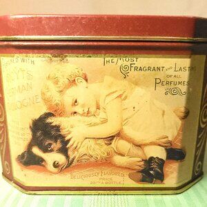 1981 Bristolware Hoyt’s German Cologne Tin - Kittens & Child Advertising - Chein